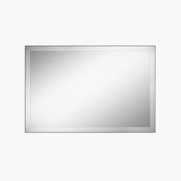 Boyel Living - 32 in W x 48 in L Silver Rectangular Slanted Edge Aluminum Framed Wall Bathroom Vanity Mirror