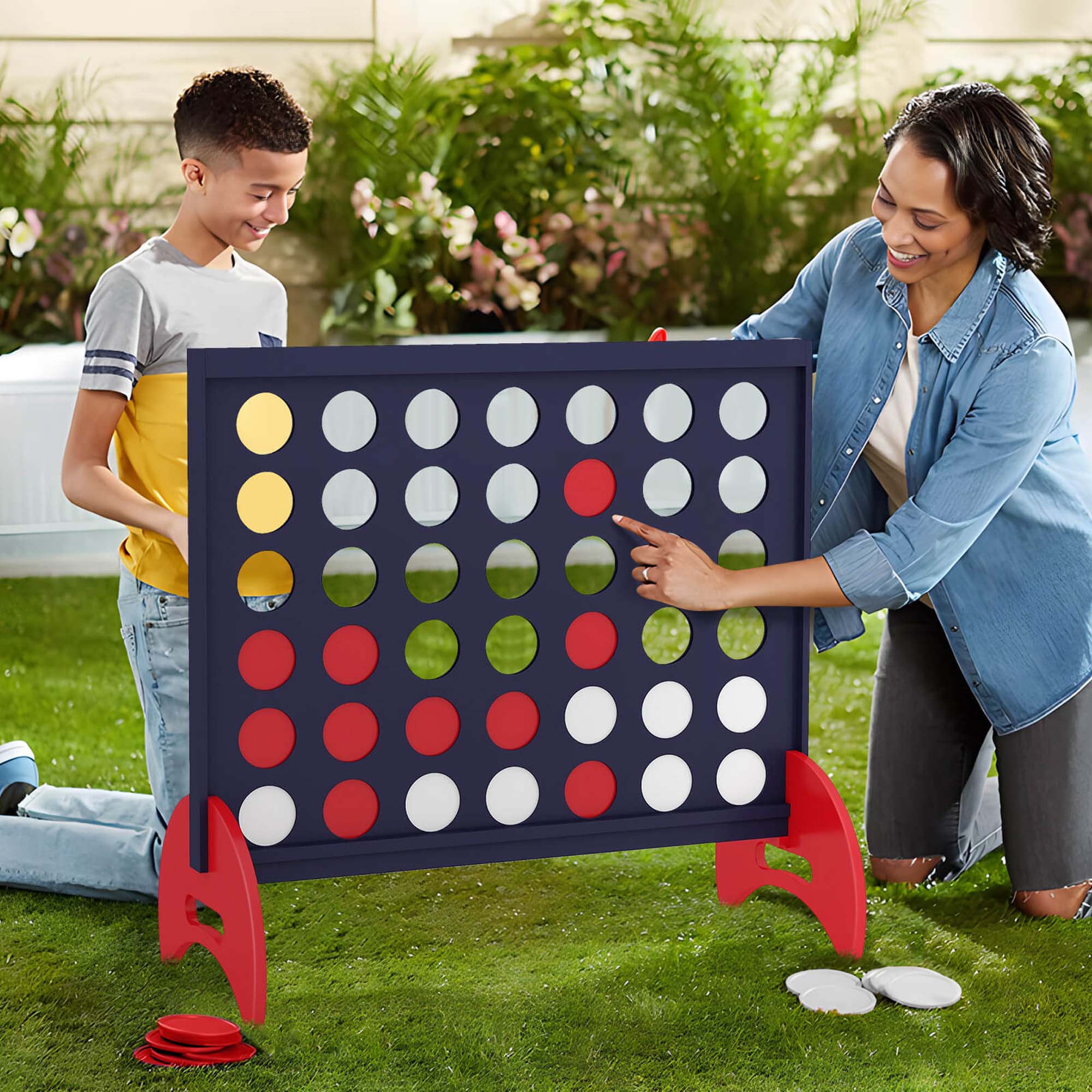 Alt View 3. Costway - Costway 4-in-a-row Game Set with 42 PCS Chips & 600D Oxford Fabric Carrying Bag Wooden - Blue.