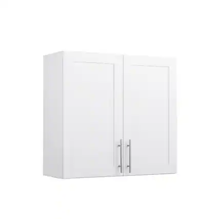 Front. Prepac - Elite 32" H Wall Cabinet White Engineered Wood Cabinet with Panel Doors - White.