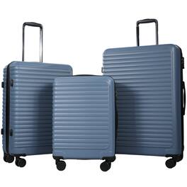 Travelhouse - 3 Piece Hardside Luggage Set Hardshell Lightweight Suitcase with TSA Lock Spinner Wheels - Blue