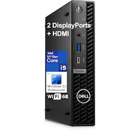 Dell - OptiPlex 7020 MFF Desktop, Intel i5-12500T, 16GB DDR5, 512GB SSD, WiFi 6E, HDMI, 2 DisplayPort, Win 11 Pro - Black
