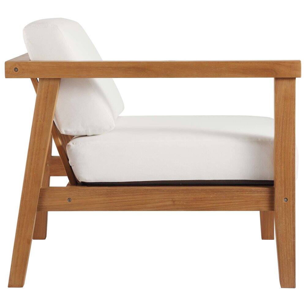Angle. Modway - Bayport Outdoor Patio Teak Wood Left-Arm Chair - White.