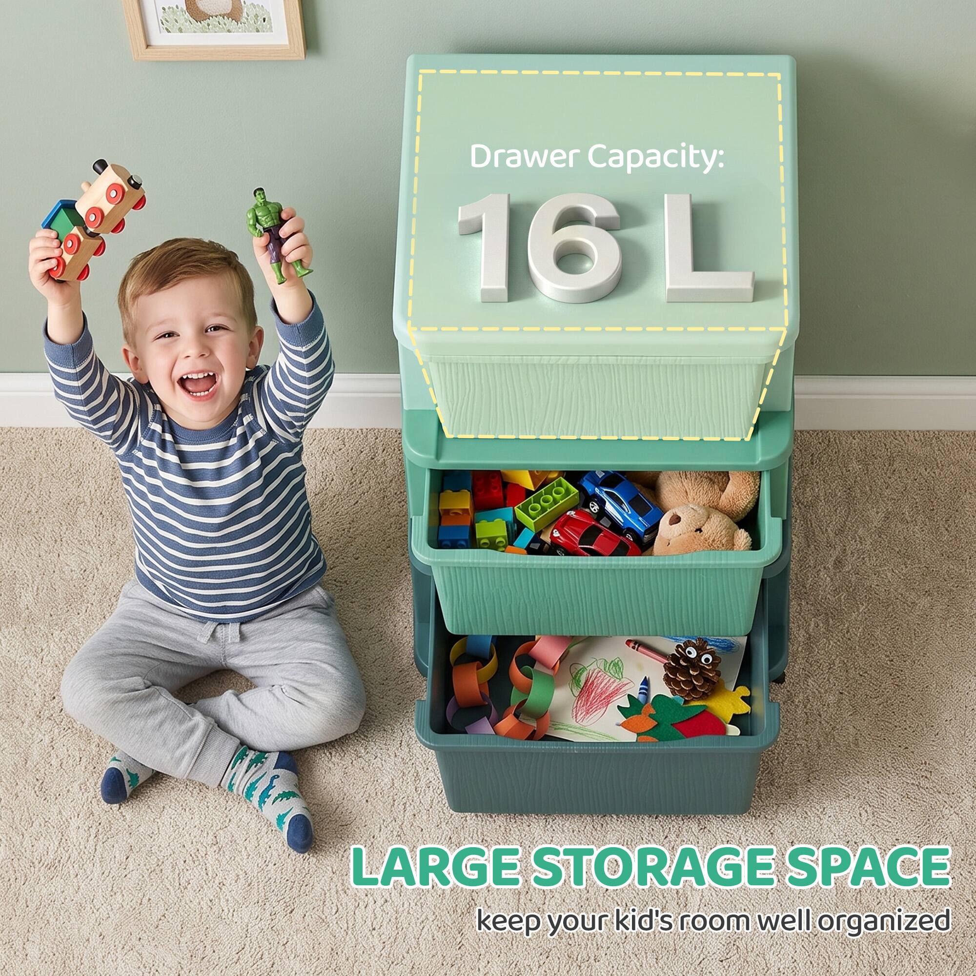 Drawer Capacity: 16L  
LARGE STORAGE SPACE  
keep your kid's room well organized
