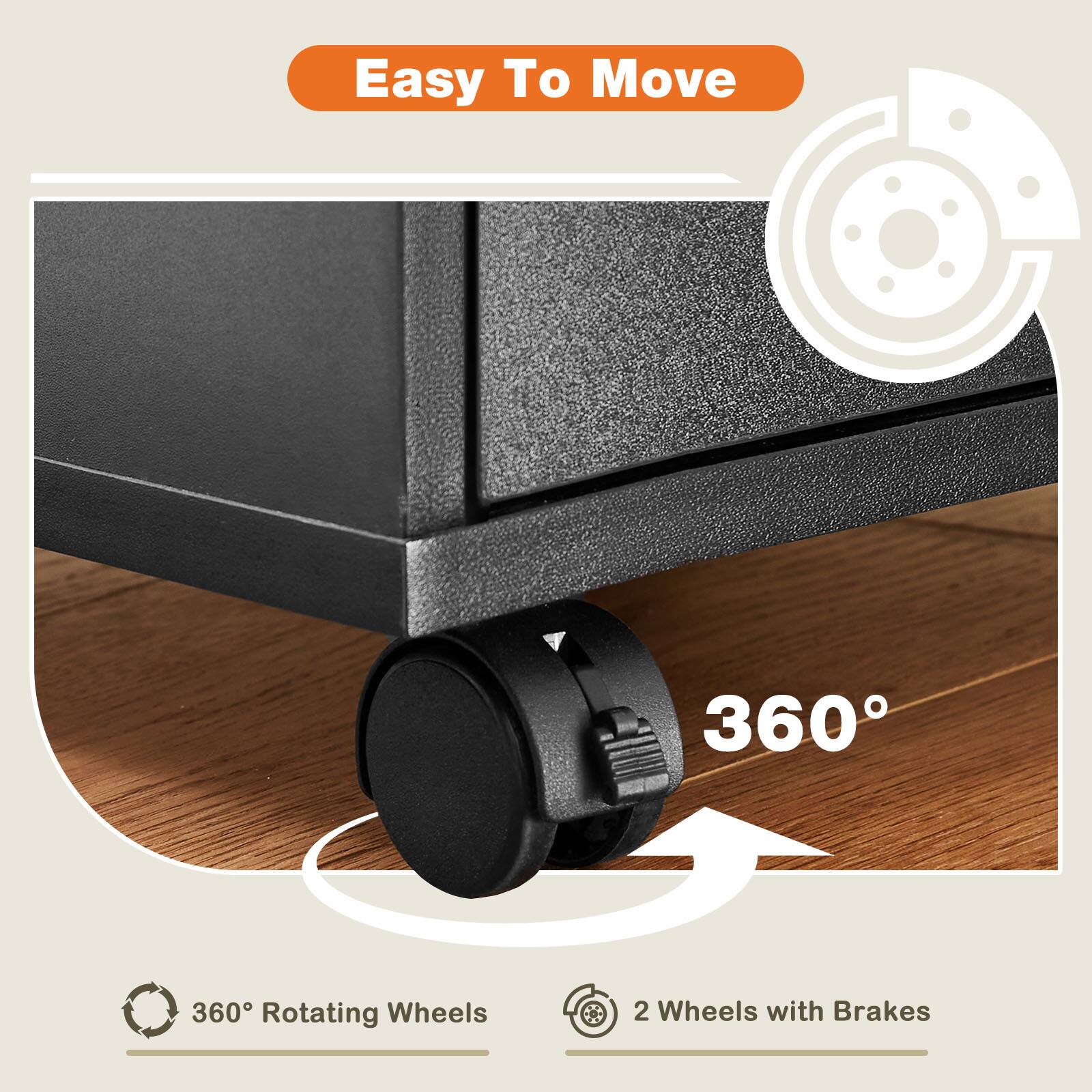 Easy To Move: 360 Rotating Wheels, 2 Wheels with Brakes