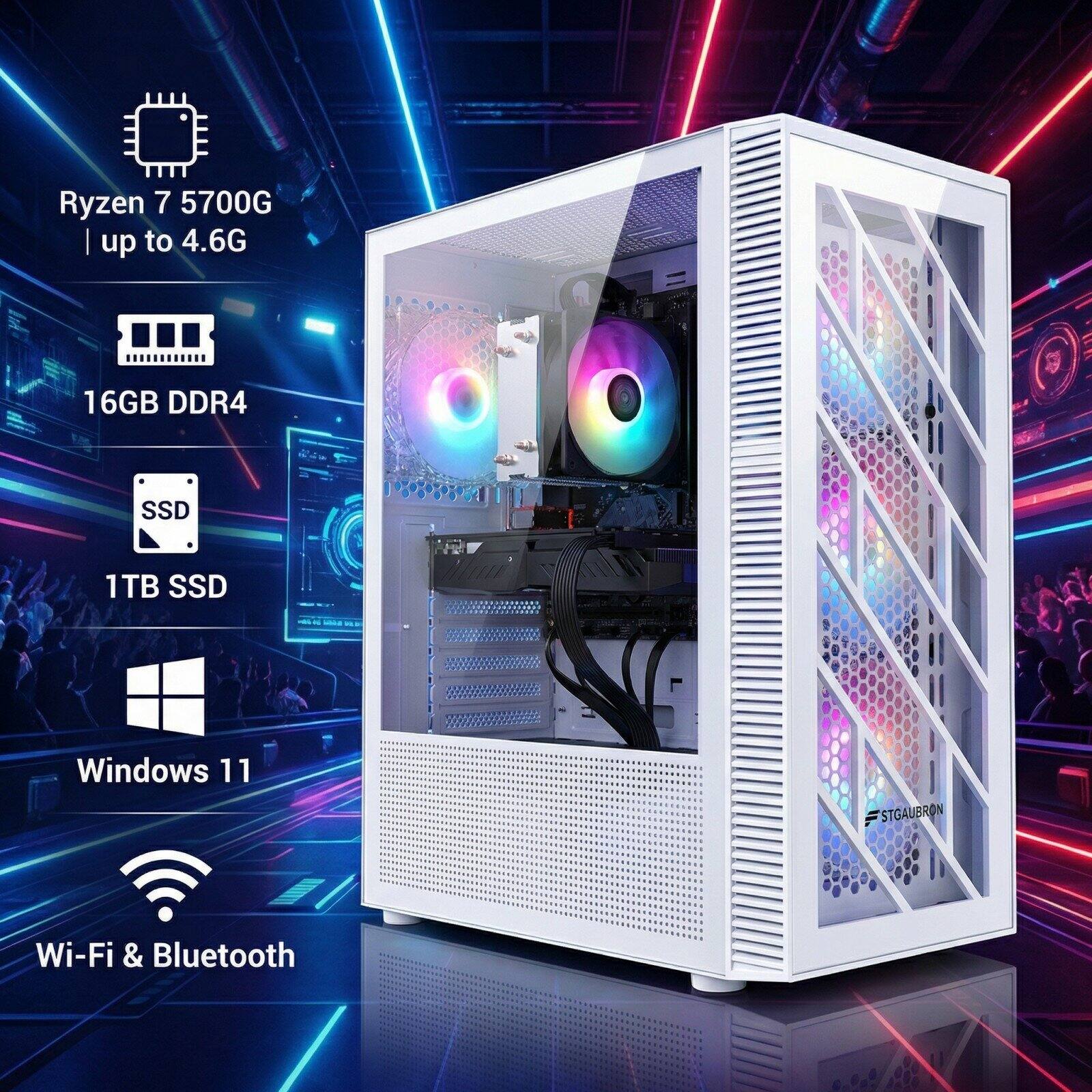Ryzen 7 5700G | up to 4.6G  
16GB DDR4  
1TB SSD  
Windows 11  
Wi-Fi & Bluetooth  
STGAUBRON