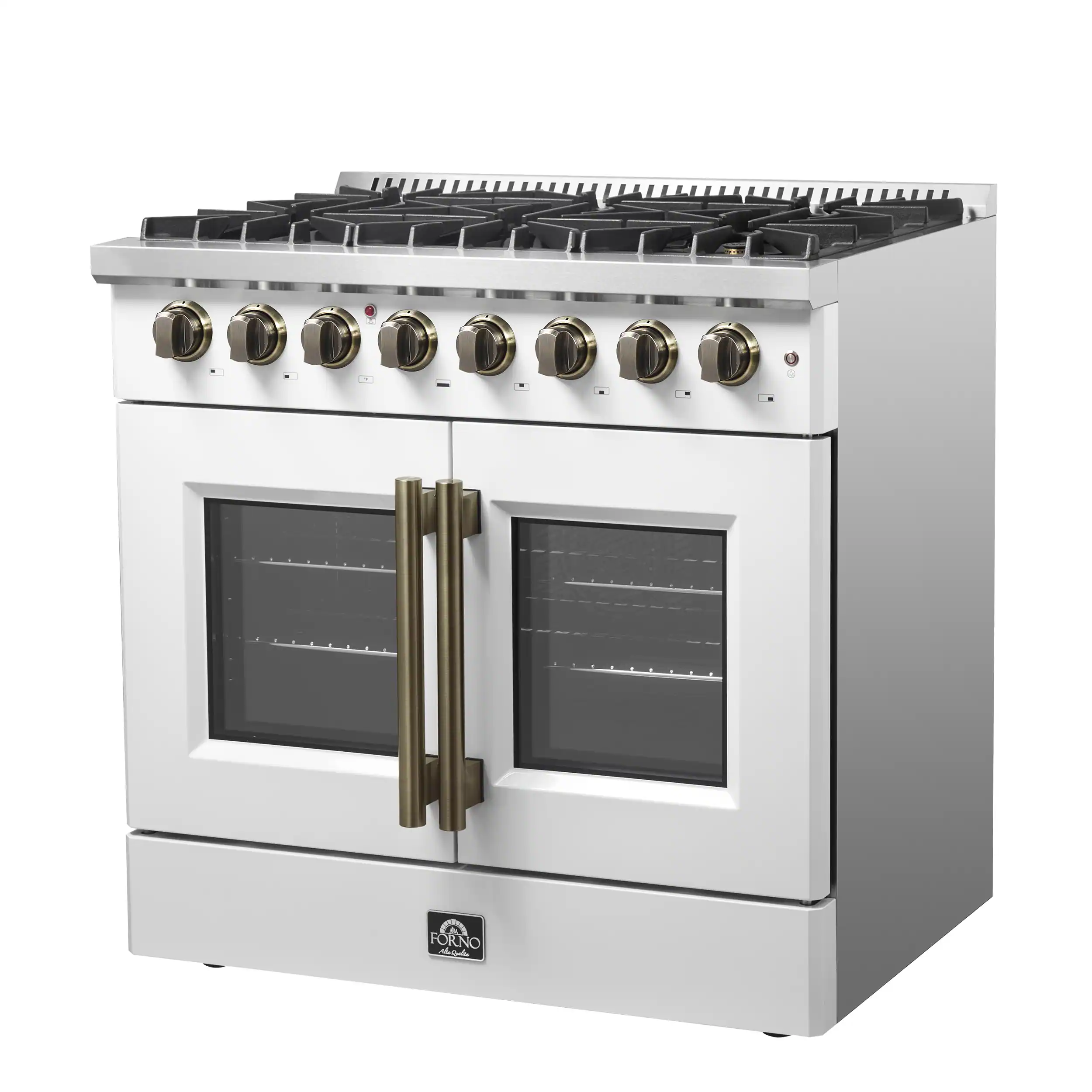 Angle. Forno Appliances - Galiano 5.36 Cu. Ft. Freestanding Dual Fuel True Convection Range - White.