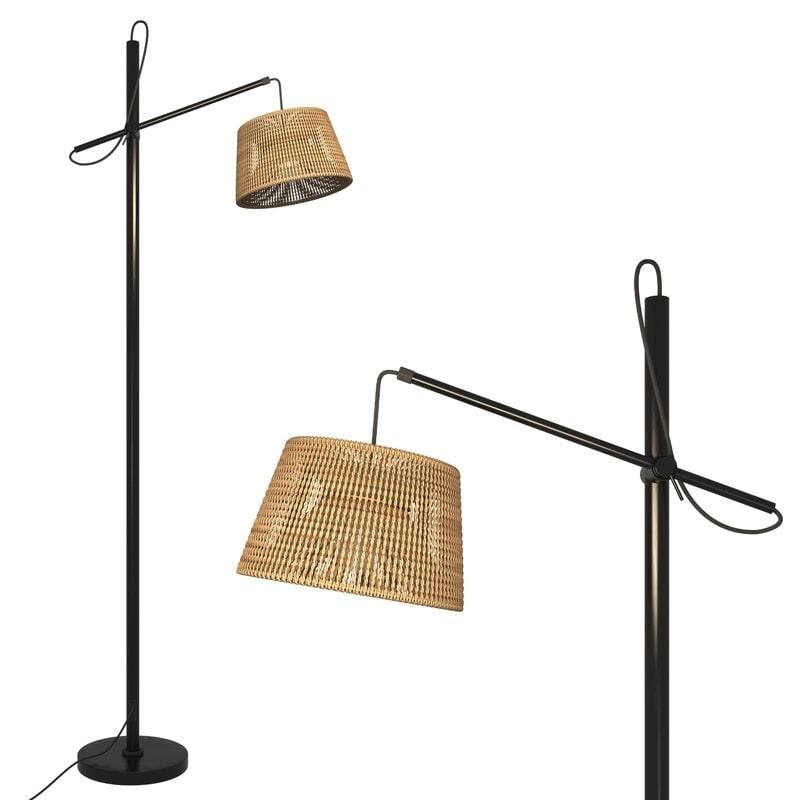 Alt View 4. U-HOMY - Modern Floor Lamp with Woven Shade – Foot-Operated Standing Light, Includes LED Bulb for Home or Office.