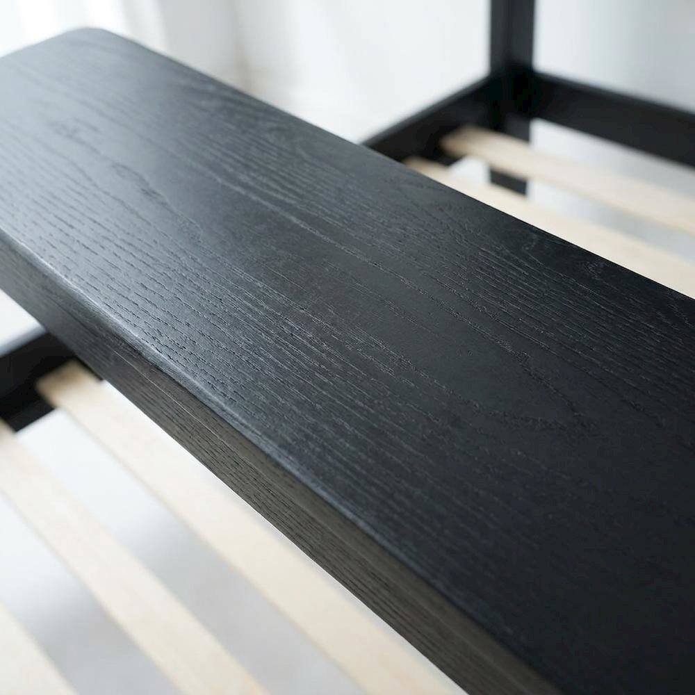 Alt View 2. FurniFact - Solid Wood Platform Bed - Ebony Oak.