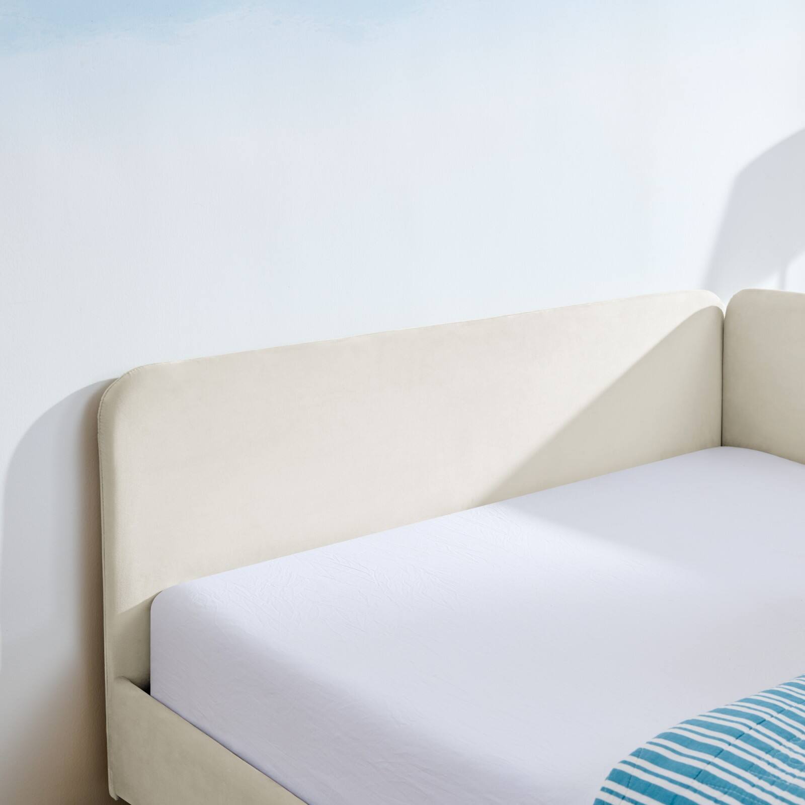 Alt View 7. Ecooso - Full Size Upholstered Platform Bed Frame with 2 Storage Drawers, Adjustable Velvet Sofa Bed - Beige.