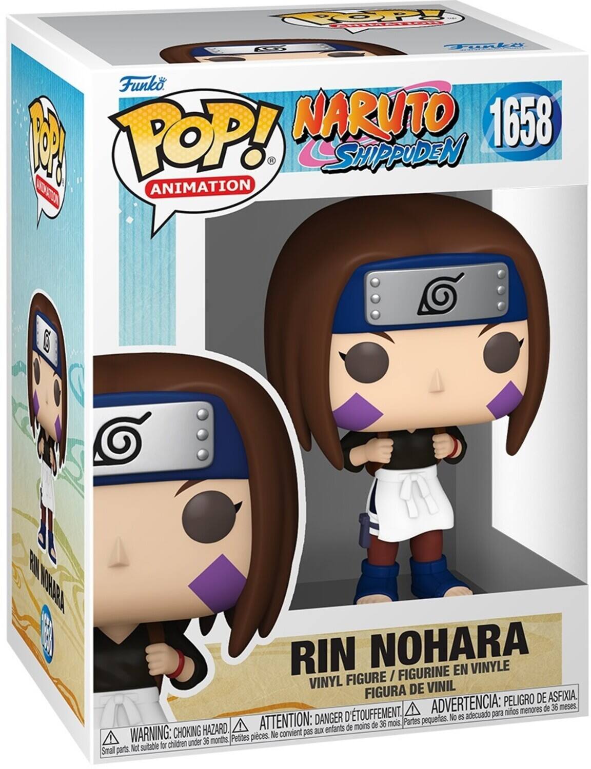 The text on the image is:

"Funko POP! Animation Naruto Shippuden 1658 Rin Nohara Vinyl Figure / Figurine en Vinyle / Figura de Vinil. Warning: Choking Hazard. Small parts. Not suitable for children under 36 months. Danger: Pequeñas piezas. No es adecuado para niños menores de 36 meses. Attention: aux enfants de moins de 36 mois. Petites pièces. Ne convient pas aux enfants de moins de 36 mois."

Corrected and grouped text:

"Funko POP! Animation Naruto Shippuden 1658 Rin Nohara Vinyl Figure / Figurine en Vinyle / Figura de Vinil. Warning: Choking Hazard. Small parts. Not suitable for children under 36 months. Danger: Pequeñas piezas. No es adecuado para niños menores de 36 meses. Attention: aux enfants de moins de 36 mois. Petites pièces. Ne convient pas aux enfants de moins de 36 mois."