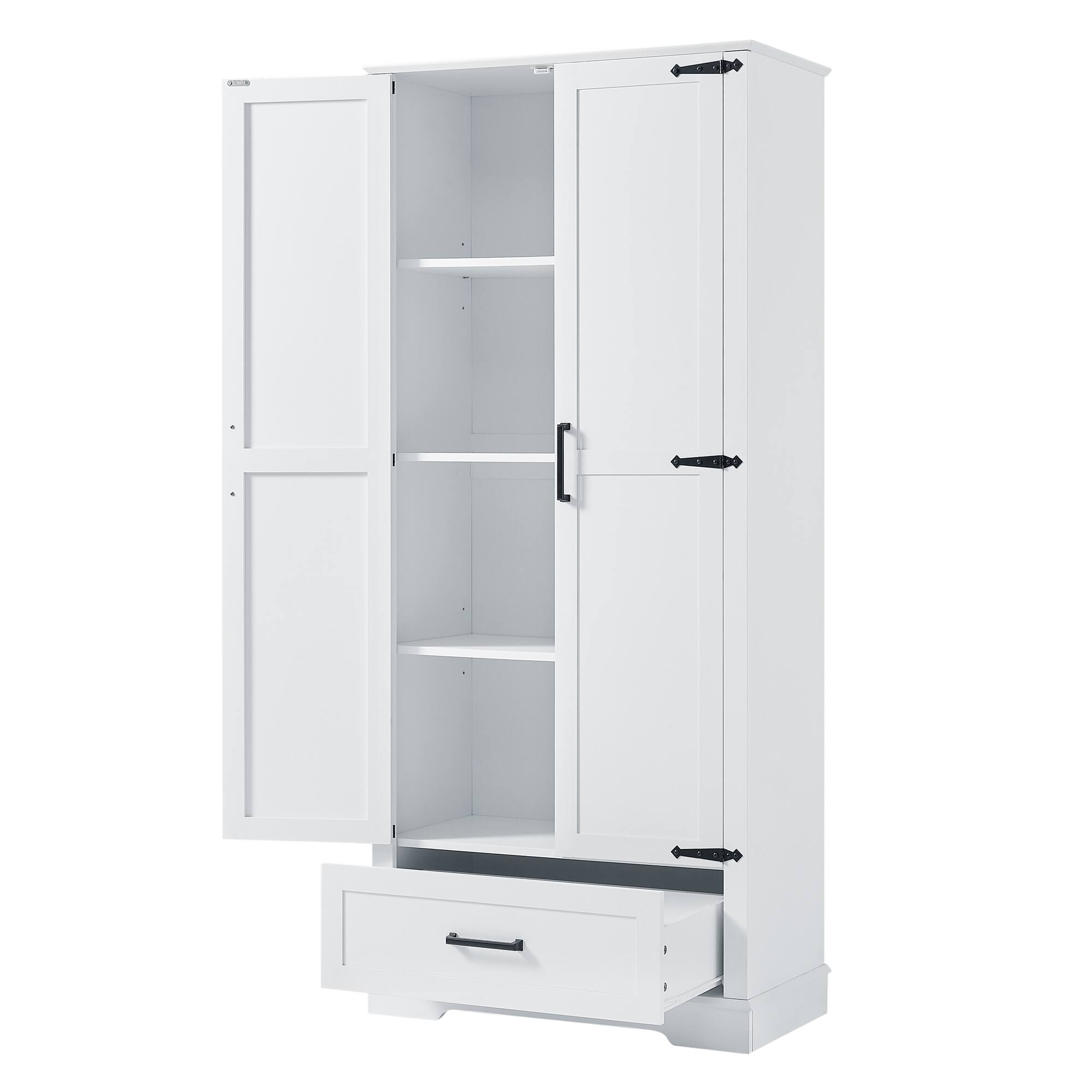 Alt View 8. SlickBlue - Tall Bathroom Storage Cabinet with Two Doors, One Drawer, and Adjustable Shelf - White.