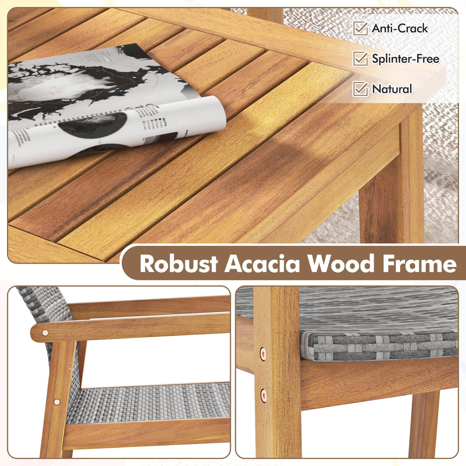 Robust Acacia Wood Frame, Anti-Crack, Splinter-Free, Natural