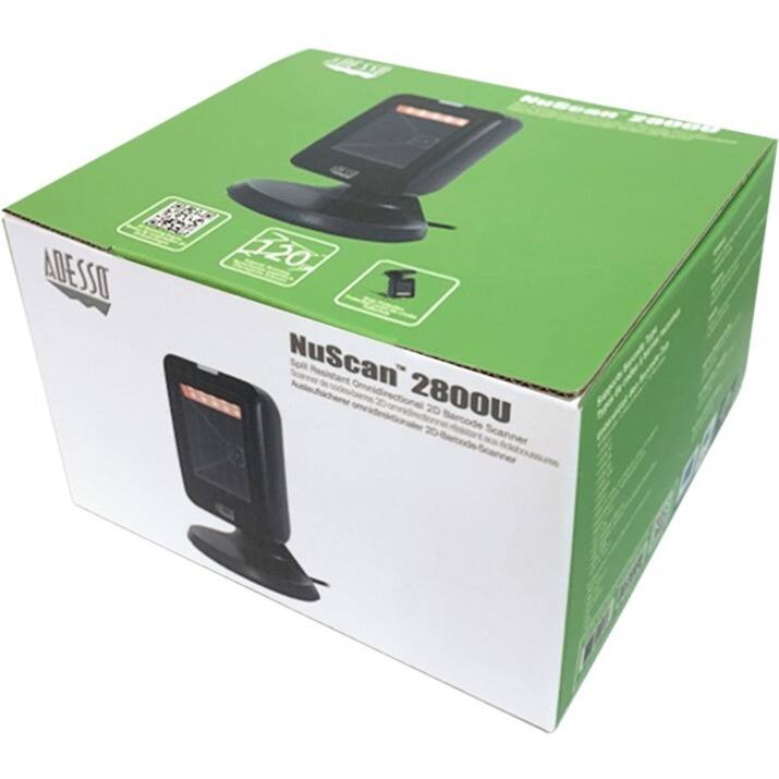 NuScan 2800U  
ADESSO  
120° Omnidirectional 2D Barcode Scanner  
1.5m Reading Distance  
NuScan Spll Resistant Omnidirectional 2D Barcode Scanner