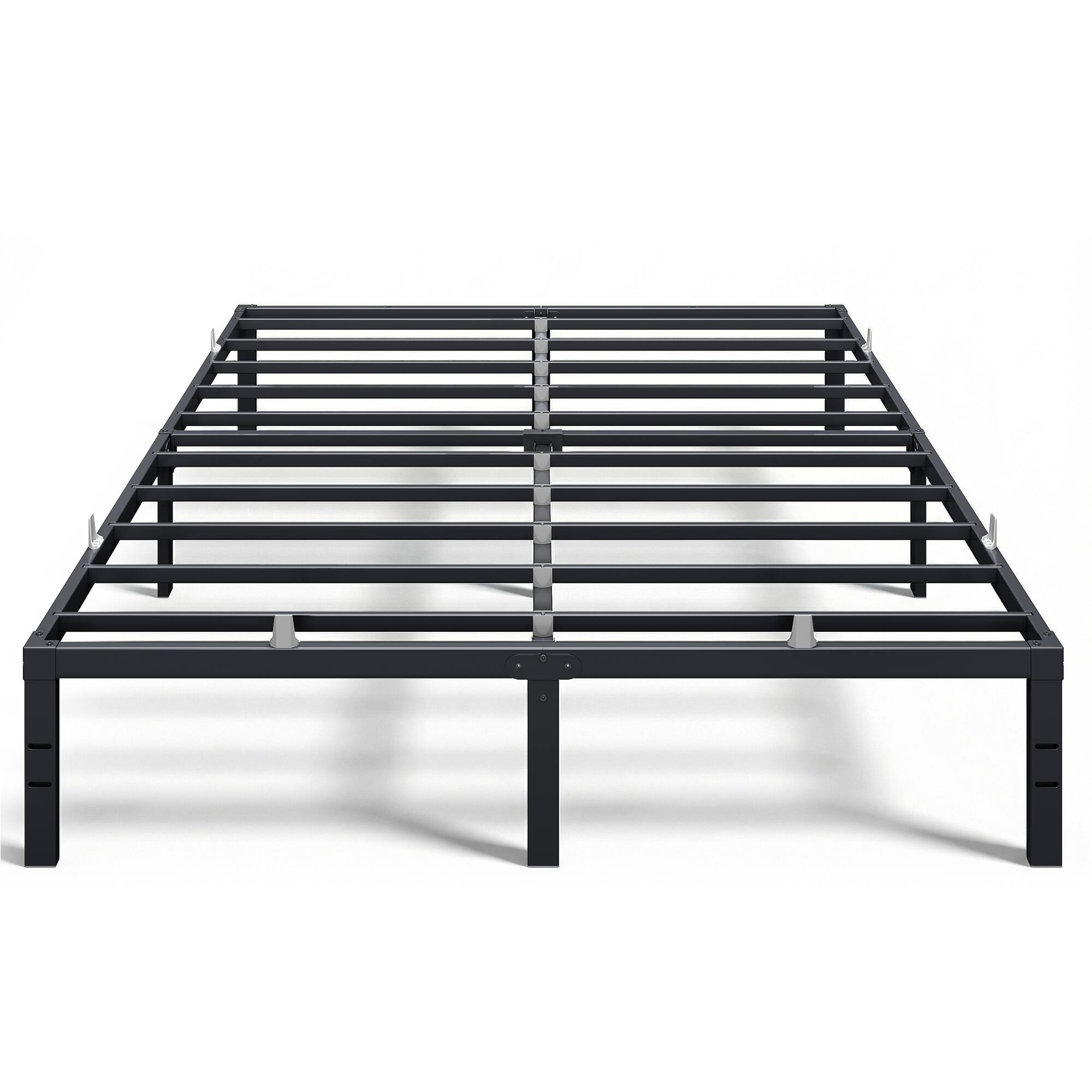 Front. Songmics Home - Queen Metal Bed Frame 14 Inches Tall, 1100 lb Weight Capacity, with Under-Bed Storage,Easy Setup,Heavy-Duty Platform Bed - Matte Black.