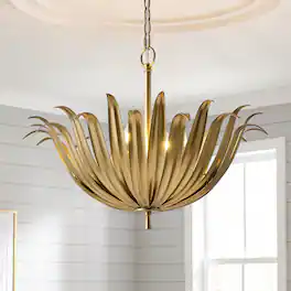 Parrot Uncle - 23.6 Inch Modern Flower 6 Light Ceiling Hanging Fixture with Adjustable Chain Pendant - Gold