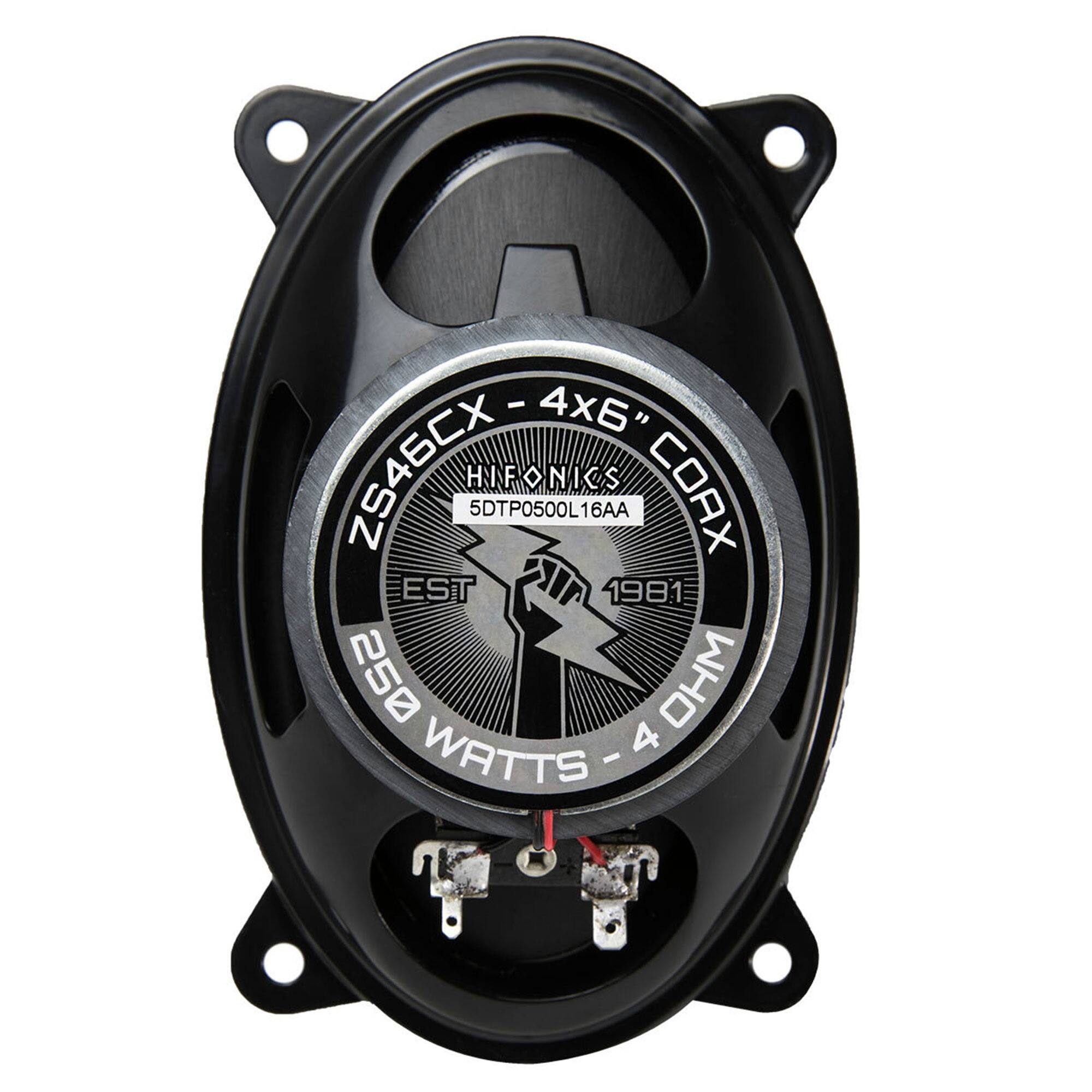 ZS46CX - 4x6" COAX  
HIFONICS  
5DTP0500L16AA  
EST 1981  
258 WATTS - 4 OHM
