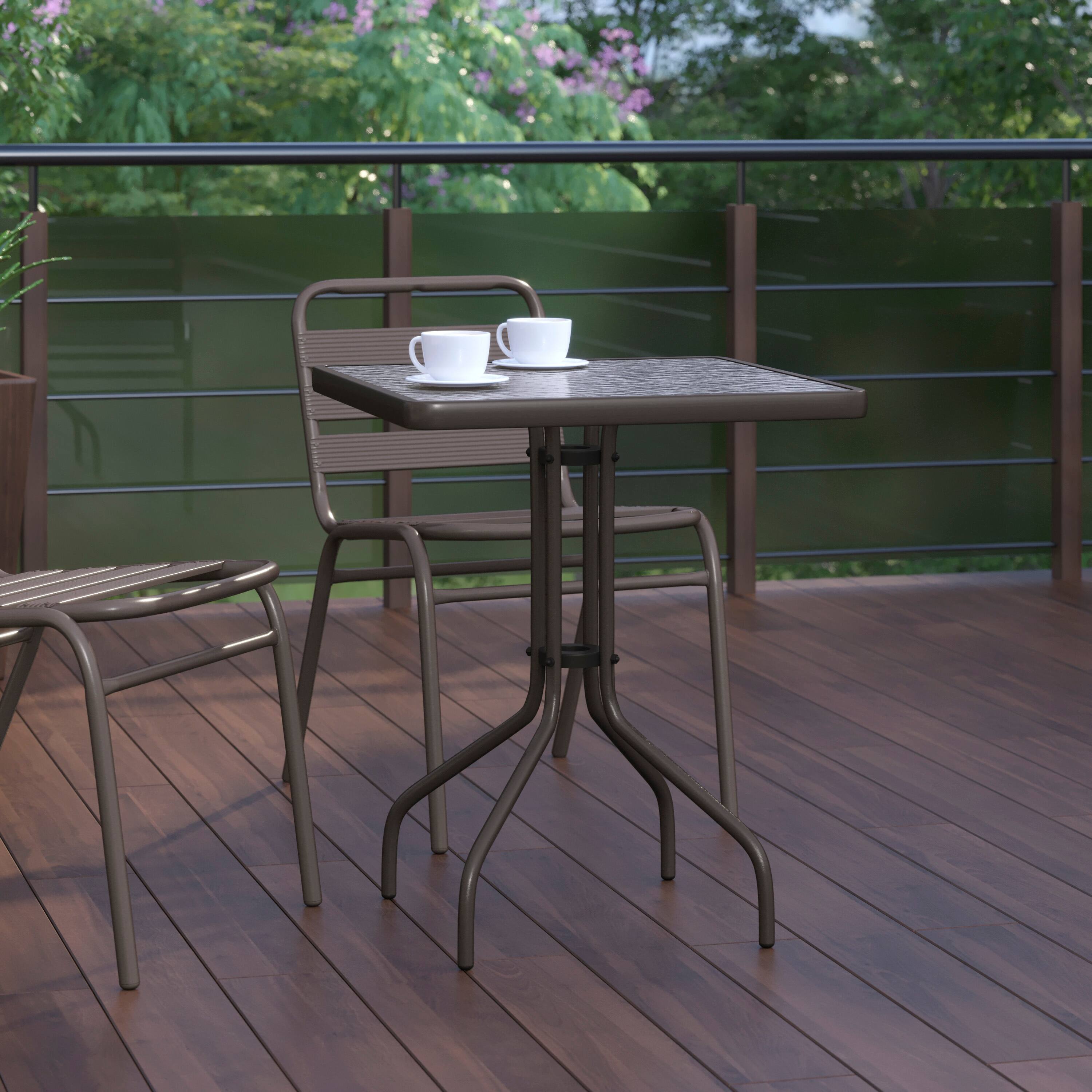 Alt View 3. Flash Furniture - Barker 23.5'' Bronze Square Tempered Glass Metal Table - Brown.