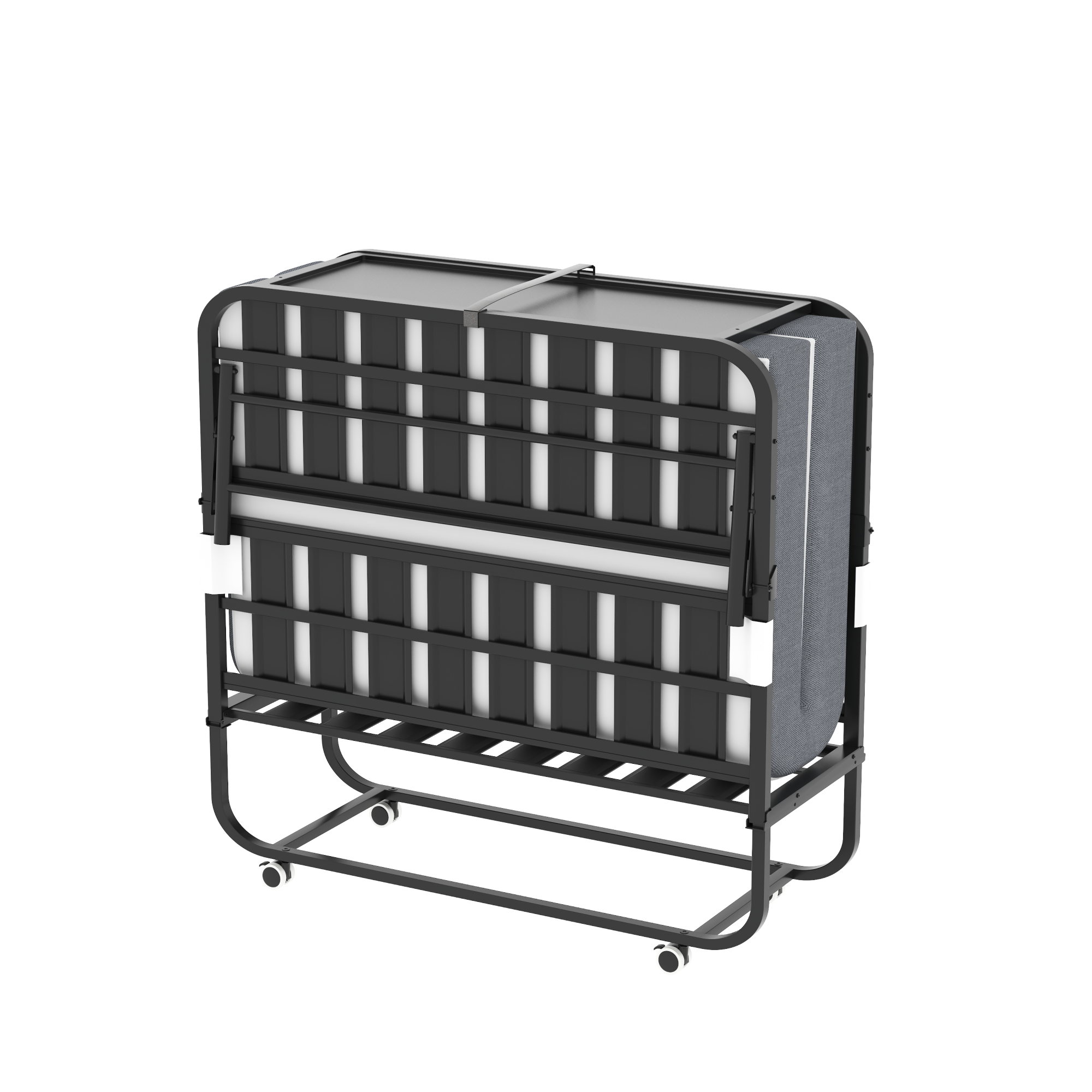 Left. GOODSILO - Extra Wide Folding Guest Bed with Adjustable Headrest and 5-Inch Memory Foam Mattress for Superior Comfort - Black.