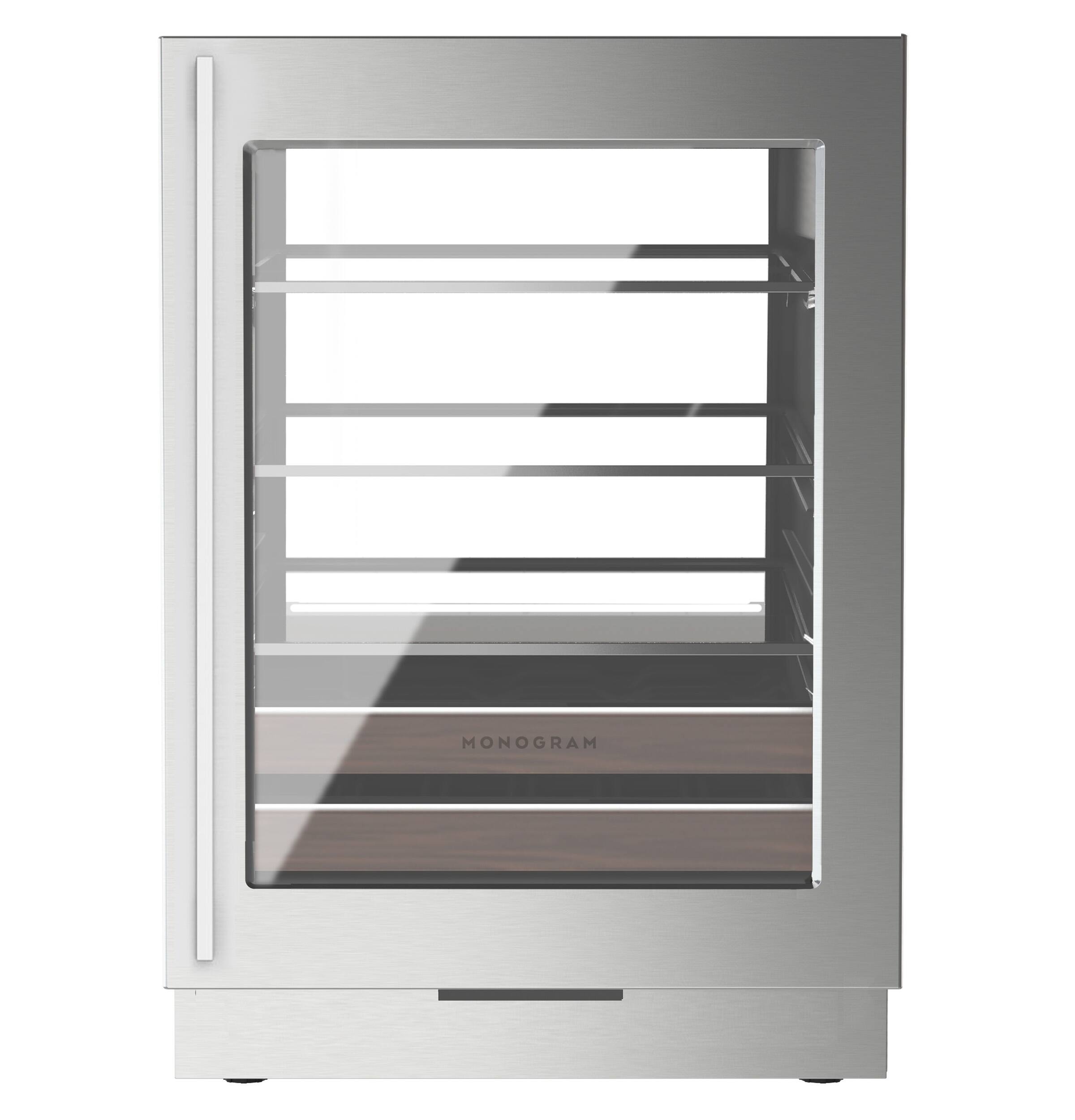 Front. Monogram - 13-Bottle or 126 Can Built-In Beverage Cooler with Illuminated Interior - Custom Panel Ready.