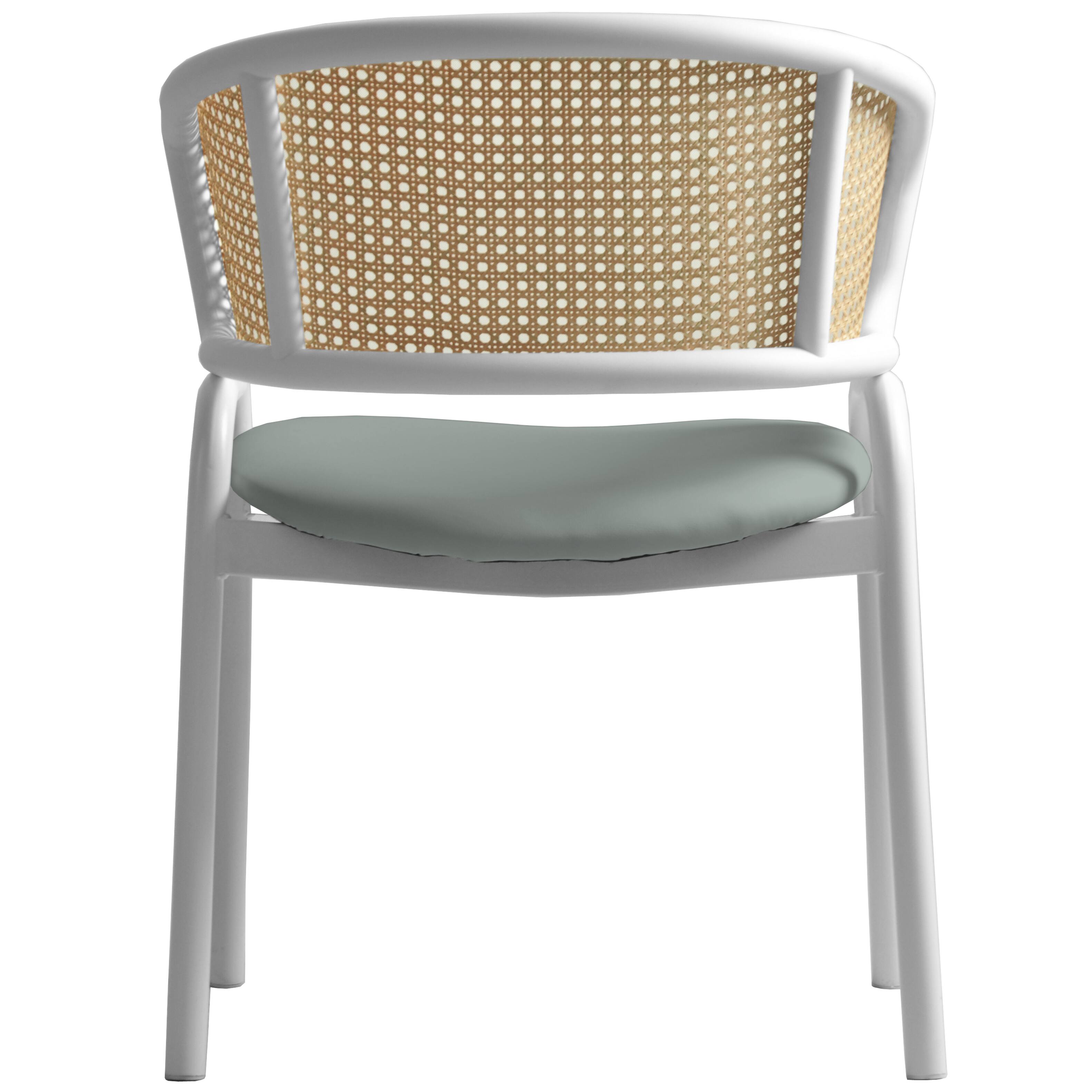 Alt View 5. LeisureMod - Ervilla 2-PCS Contemporary Leather Dining Chair - Ergonomic Rattan Back Kitchen Armchair with White Stainless Steel Legs - Grey.