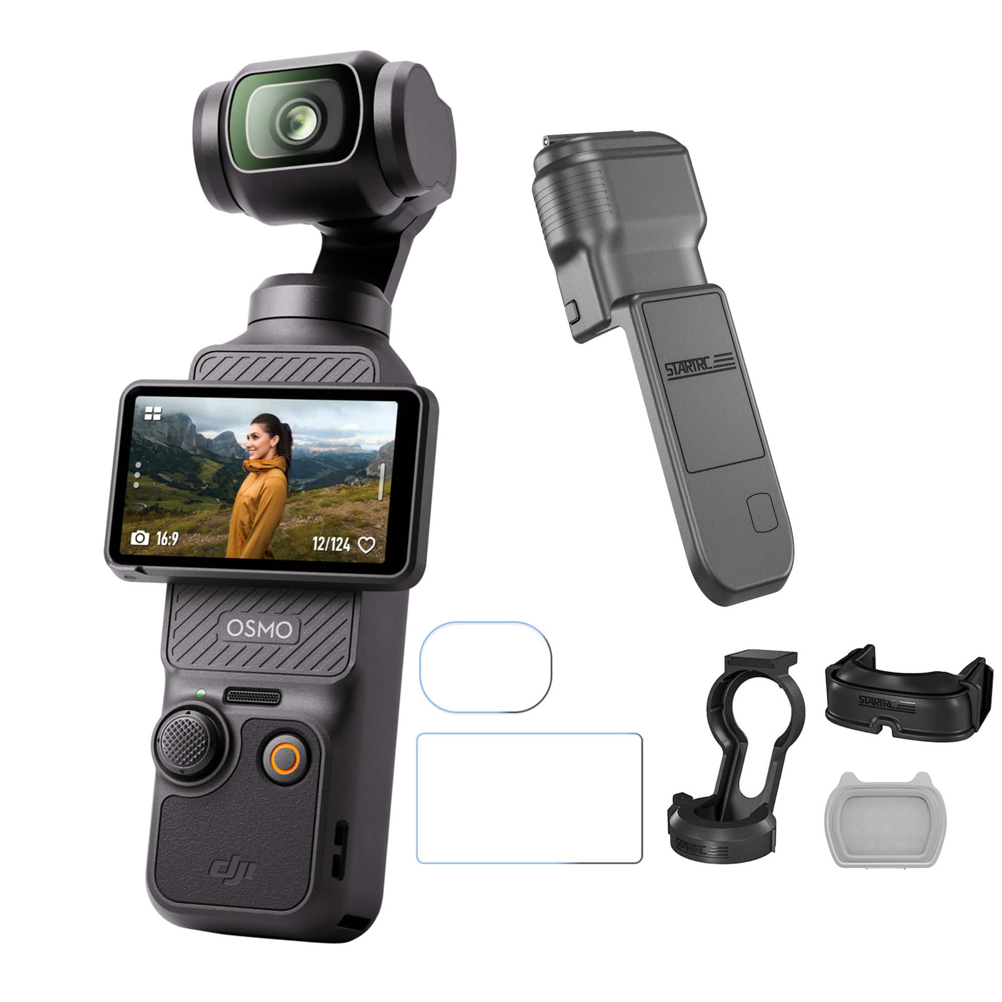 DJI - Osmo Pocket 3 with Case Cover, Magnetic Light, and Screen Protectors