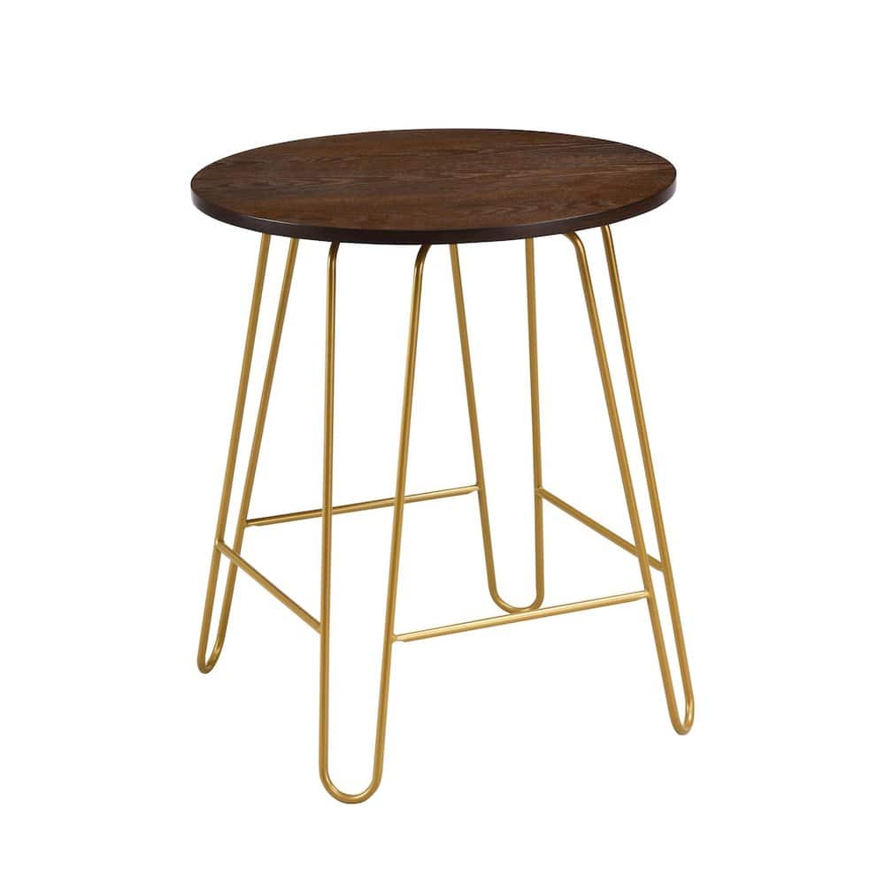 Carolina Chair & Table - Ethan 20" Side Table - Elm/Gold - Elm, Gold