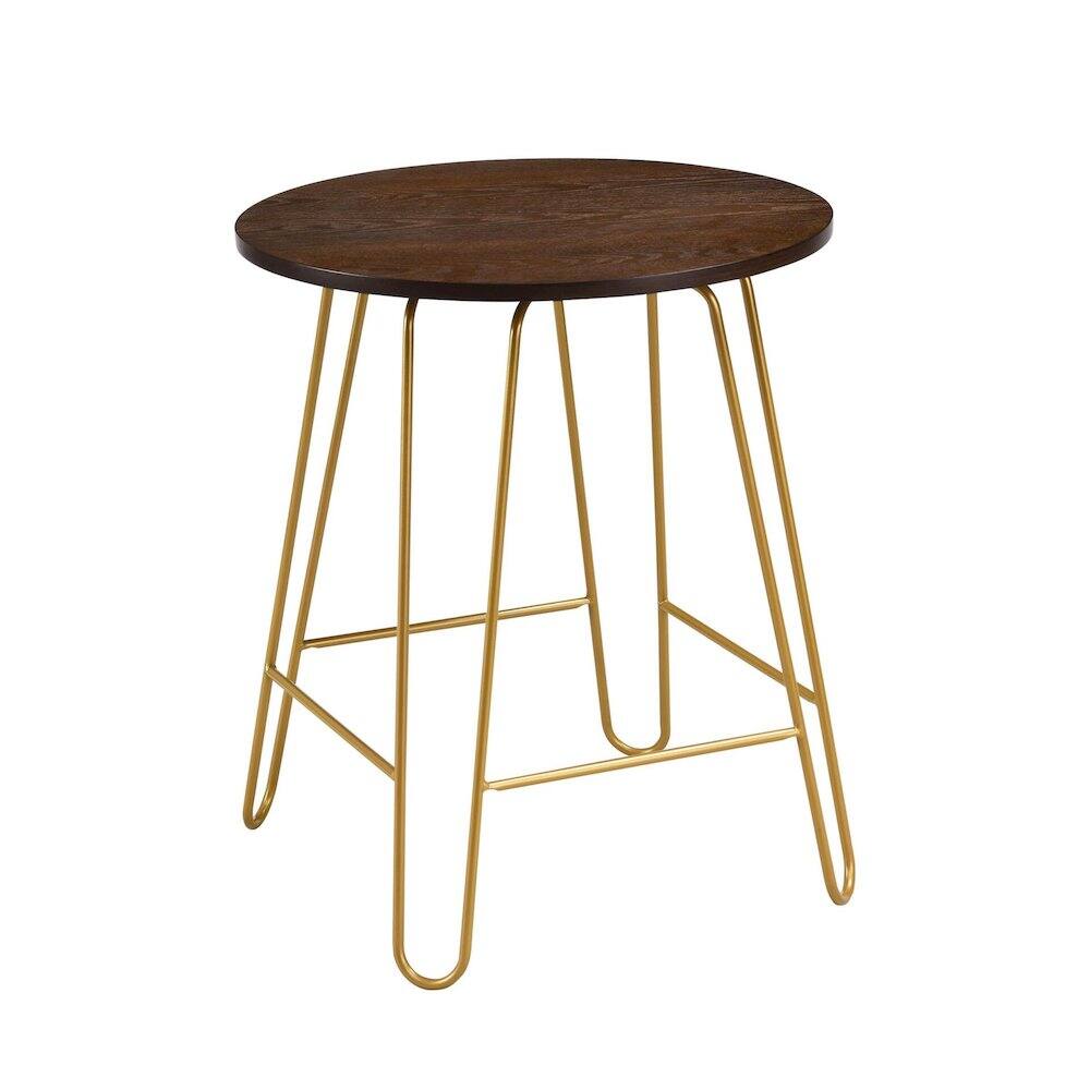 Front. Carolina Chair & Table - Ethan 20" Side Table - Elm/Gold - Elm, Gold.