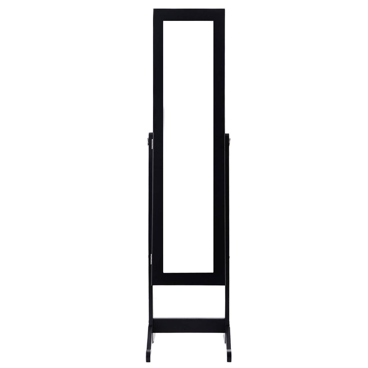Left. SlickBlue - Black Wood Jewelry Storage Cabinet Freestanding Floor Mirror - Black.
