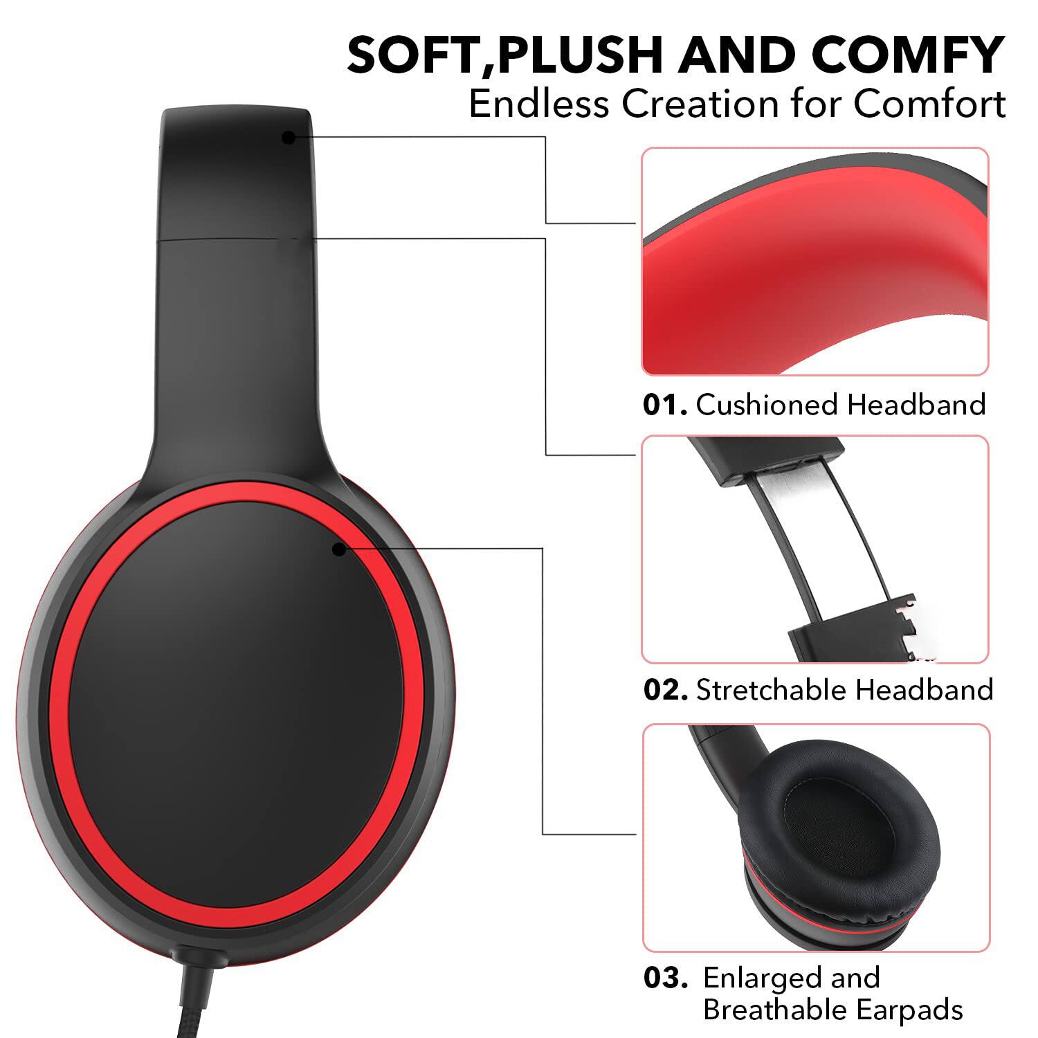SOFT, PLUSH AND COMFY  
Endless Creation for Comfort  

01. Cushioned Headband  
02. Stretchable Headband  
03. Enlarged and Breathable Earpads