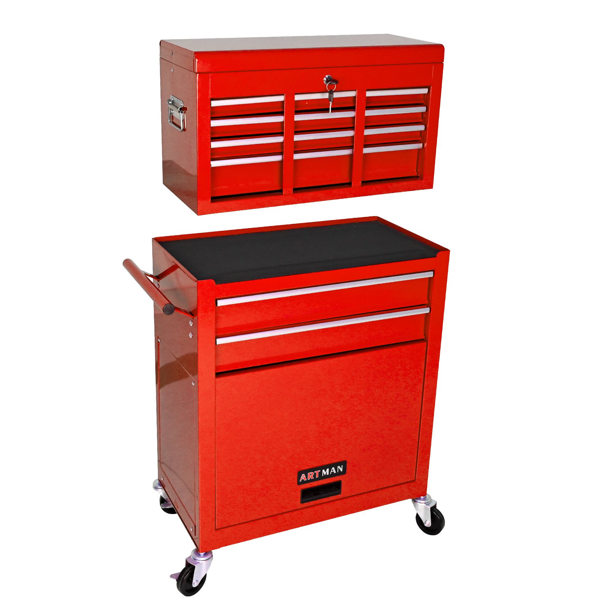 Alt View 2. APRILSOUL - High Capacity Rolling Tool Chest with Wheels and Drawers 8-Drawer Tool Storage Cabinet--RED - Red.