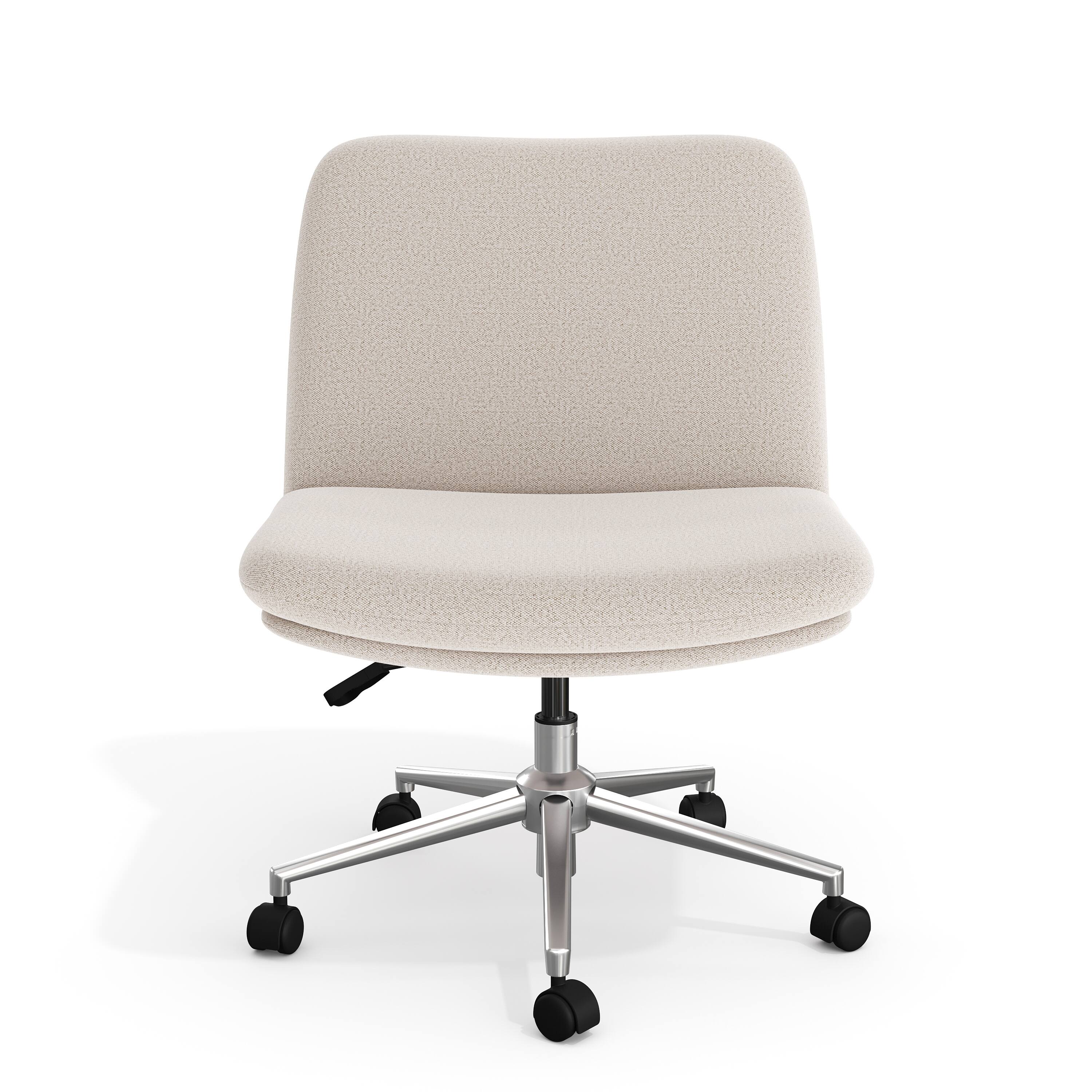 Alt View 10. Martha Stewart - Eloise Upholstered Swivel Home Office Chair with Wide Seat - Grey White Fabric/Polished Nickel Frame.