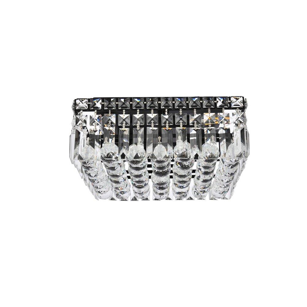 Left. Elegant Lighting - Maxime 14 Inch Black Flush Mount - Black And Clear.