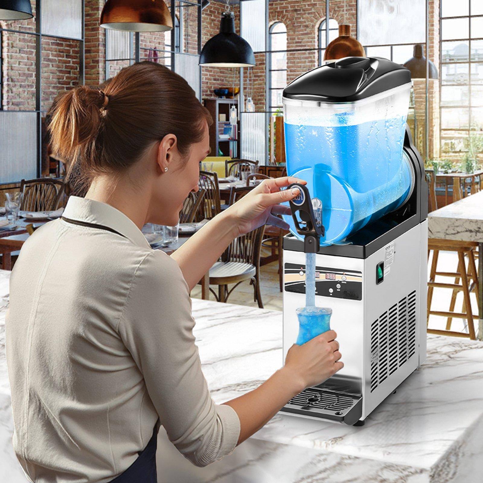 Alt View 1. Glintex - Commercial Frozen Drink Maker 15L Single Tank Slushie Machine for Café Bar Restaurant Home Party - Silver.