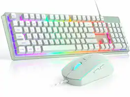 Bundle - Core Tech - 104-Key Wired Membrane Gaming Keyboard and Optical Mouse Combo with RGB Lighting - Green