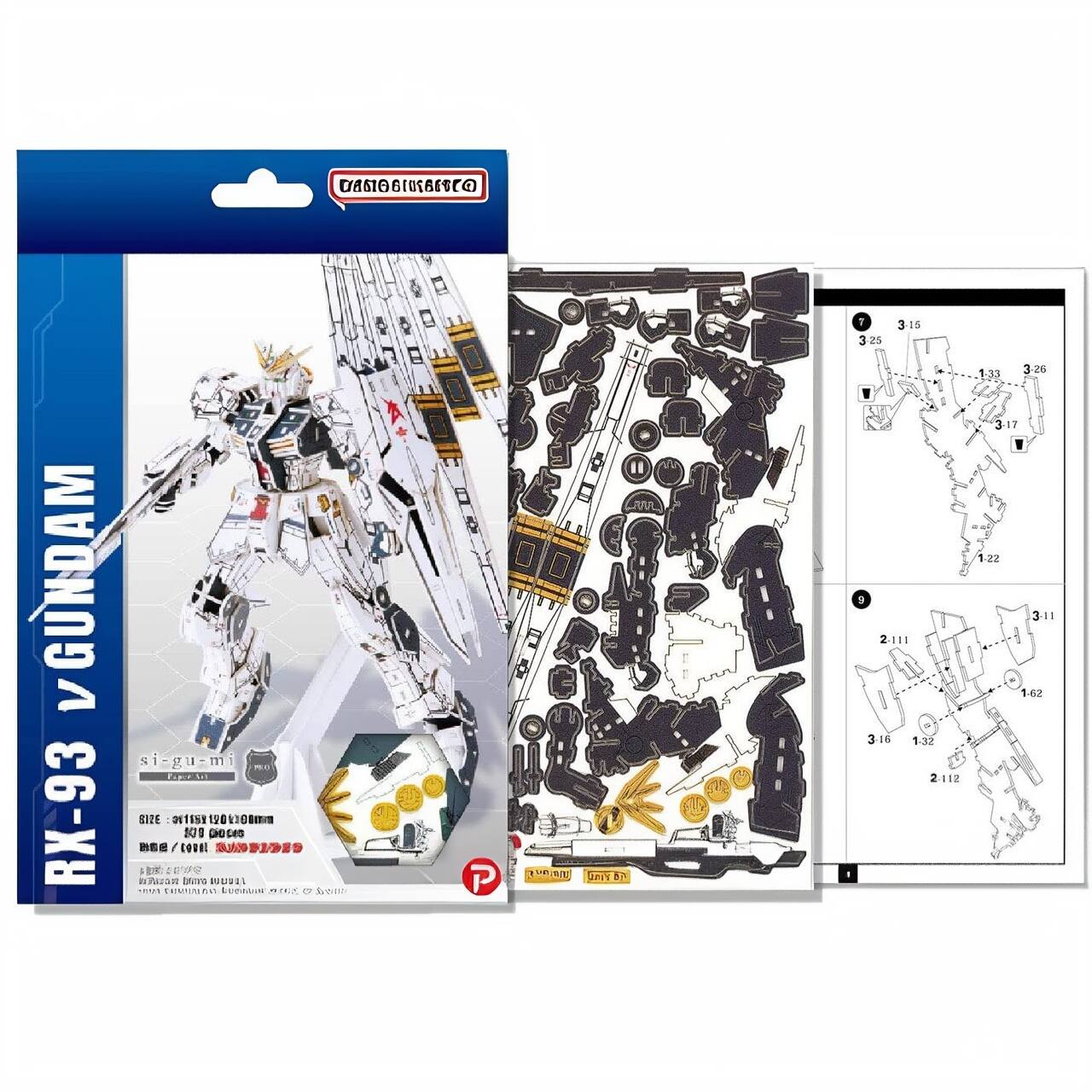 Back. 3D Puzzle - 3D DIY Puzzle: RX-93 v-Gundam si-gu-mi PRO: Premium Mobile Suit - 373pcs.