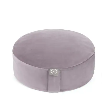 Front. Sweet Home Collection - Meditation Cushion, Round Yoga Pillow with carrying handle - Lavender.