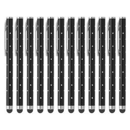 Unique Bargains - Stylus Pens for Touch Screens, 12pcs High Precision Universal Bling Metal Capacitive Pen for Touch Screen Devices Phone - Black