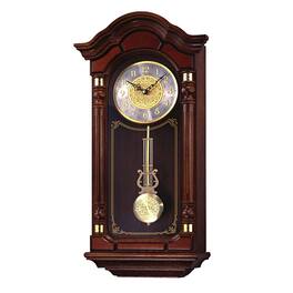 Seiko - Stately Solid Oak Case Wall Clock with Pendulum and Chime - Brown