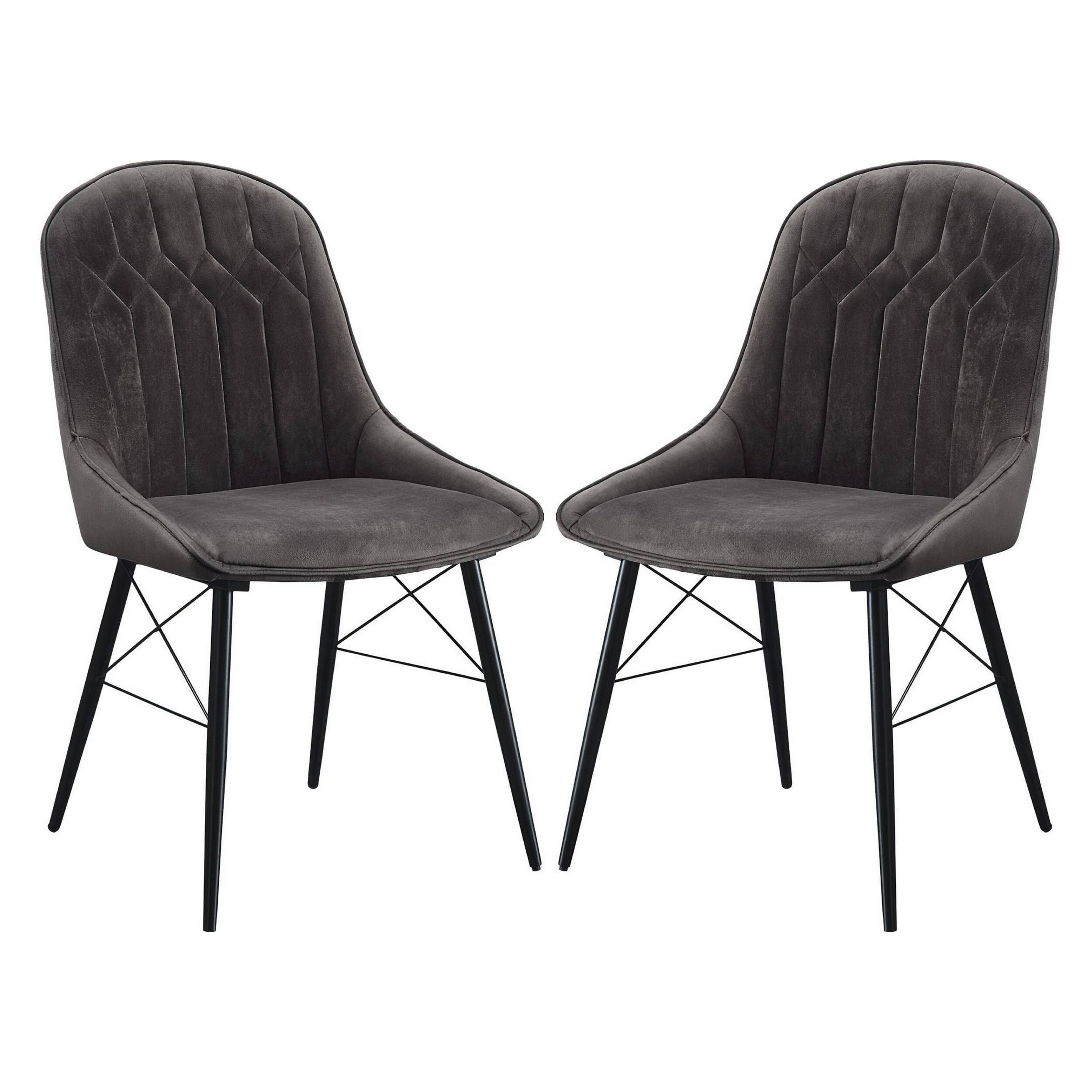 Manhattan Lane - Fabric Upholstered Side Chair, Set of 2 - Gray/Black
