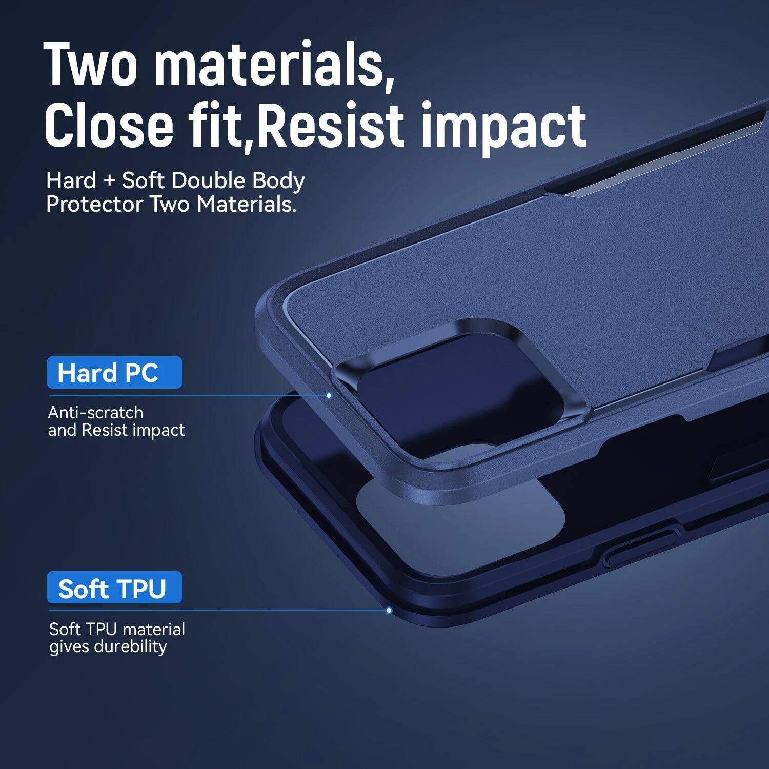 Two materials, Close fit, Resist impact

Hard + Soft Double Body Protector Two Materials.

Hard PC
Anti-scratch and Resist impact

Soft TPU
Soft TPU material gives durability