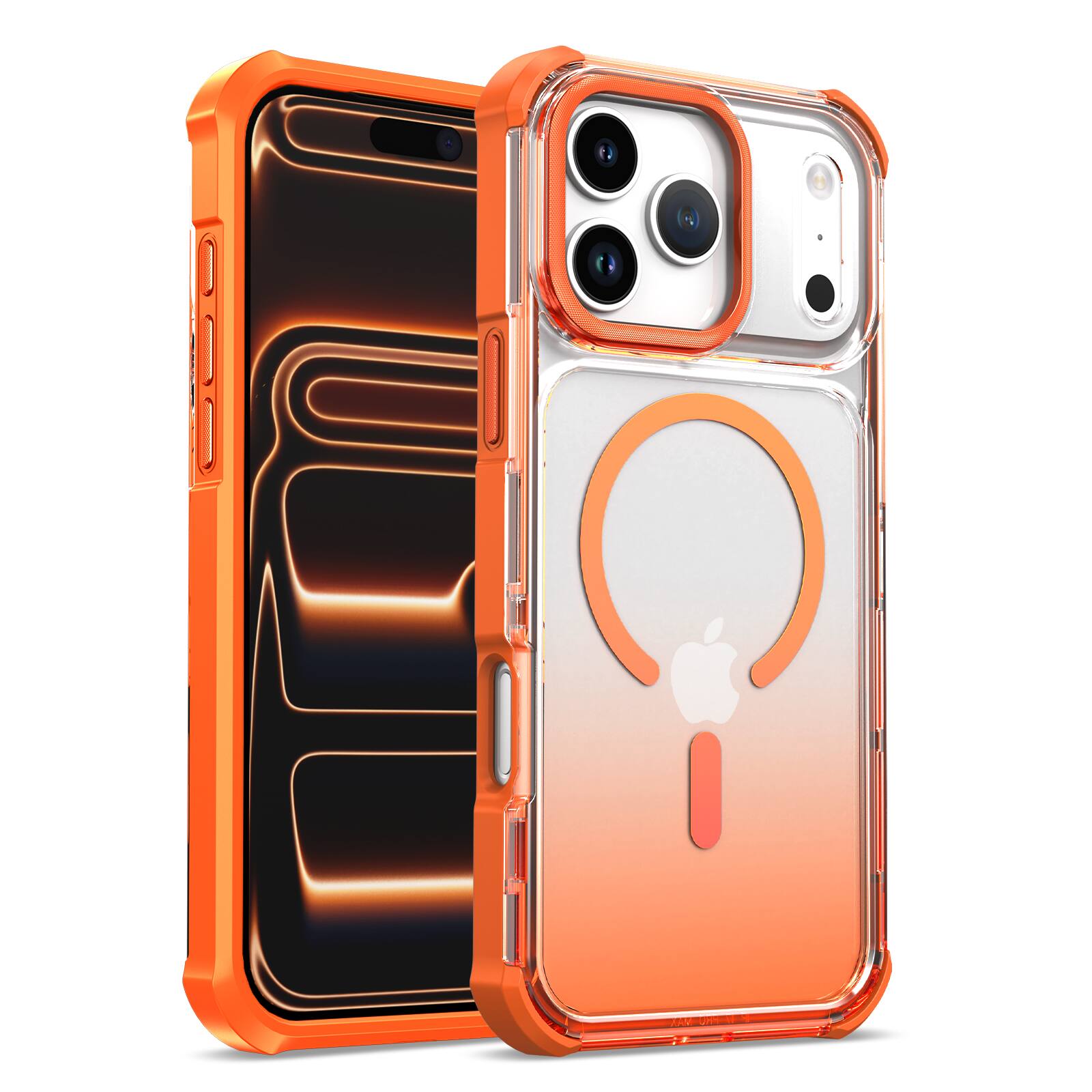 Front. Dteck - For Apple iPhone 17 Pro Max Shockproof Slim Gradient Color Ruuged Case Cover Compatible with MagSafe Accessories - Orange.