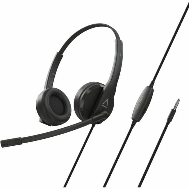 Creative Labs - Creative HS-230 Lightweight Headset with Noise-cancelling Mic - Stereo - USB Type A, Mini-phone (3.5mm) - Wired - 100 Hz - Black