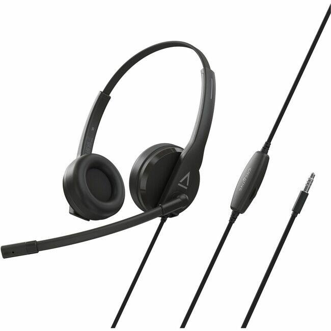 Front. Creative Labs - Creative HS-230 Lightweight Headset with Noise-cancelling Mic - Stereo - USB Type A, Mini-phone (3.5mm) - Wired - 100 Hz - Black.