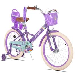 JOYSTAR - Little Daisy 20" Kids Bike for Girls Boys Ages 8+, Children's Bicycle with Doll Seat & Streamers - Purple