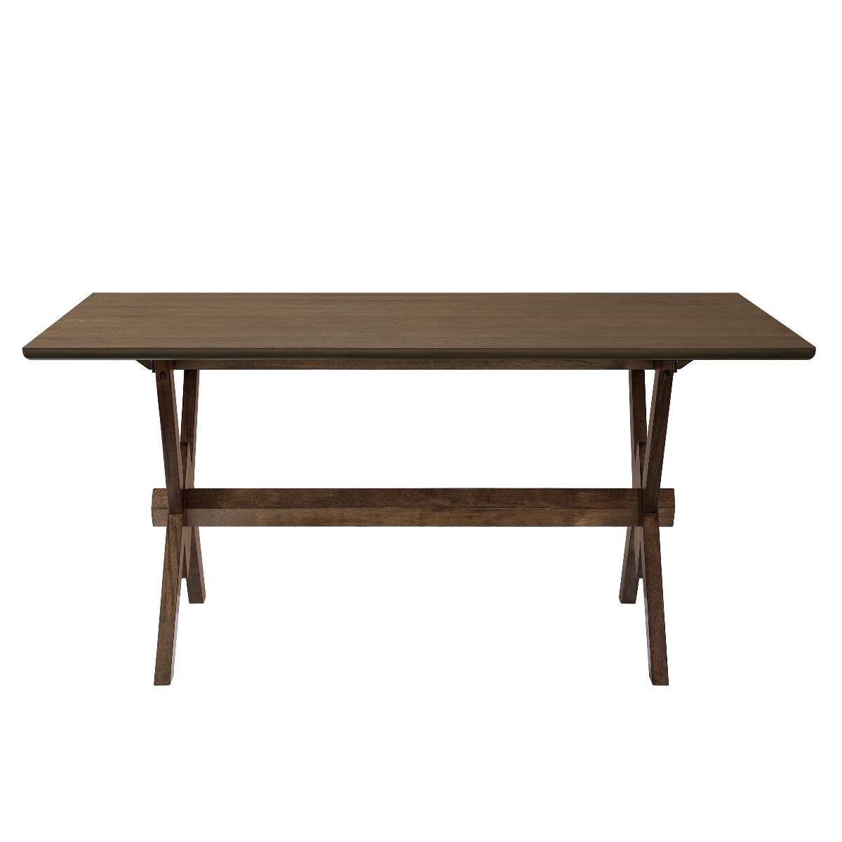 Back. Loheer - Loheer Walnut Dining Table with Double V Base, Seats Six - Walnut.