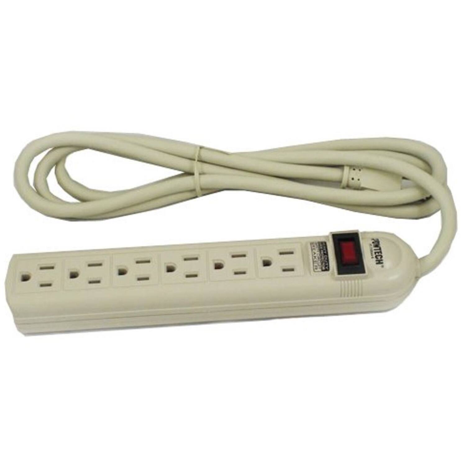 Left. Home Collection - 6-Outlet Power Strip with Surge Protection - Ivory.