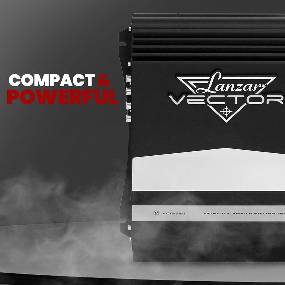 COMPACT & POWERFUL  
Lanzar VECTOR  
VCT2020  
800 WATTS 2 CHANNEL MOSFET AMPLIFIER