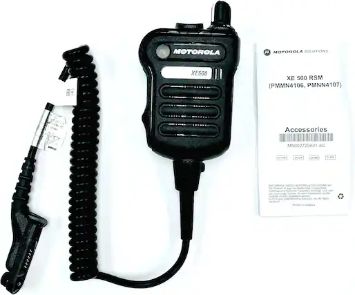 MOTOROLA AA MOTOROLA SOLUTIONS AC XE500 XE 500 RSM (PMMN4106, PMNN4107) Vaio 52 2/0W Accessories MN002720A01-AC en-US S-LA D1 -R NICA MOTOROLA MOTO MOTOROLA SOLUTIONS and the Stylized M ogoane trademarks df regristered tradomarks of Motorora frademark Holdings LIC an are ursand under ene Aa ctne Mademarks are the odf shee respective wTIers - 2016 and 2220 Motorola Solutions Inc A rights reserved Printed N Malaytia
MOTOROLA XE500
MOTOROLA SOLUTIONS
XE 500 RSM
(PMMN4106, PMNN4107)
Accessories
MN002720A01-AC
en-US es-ES pt-BR en-CA
MOTOROLA, MOTO, MOTOROLA SOLUTIONS and the Stylized M ogoane trademarks df regristered tradomarks of Motorora frademark Holdings