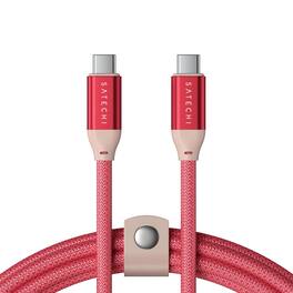 Satechi - USB-C to USB-C Cable - 240W PD, 20Gbps Transfer, 4K/60Hz Video Output, 1m/3.3ft Braided for MacBook, iPhone, iPad - Coral Pink