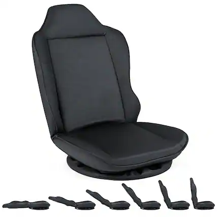 Front. Costway - Costway 360° Swivel Floor Gaming Chair with 5-Level Adjustable Backrest&Padded Seat Cushion - Black.
